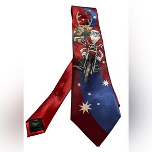 NOEL Holiday Collection Santa On A Motorcycle Christmas Necktie OS